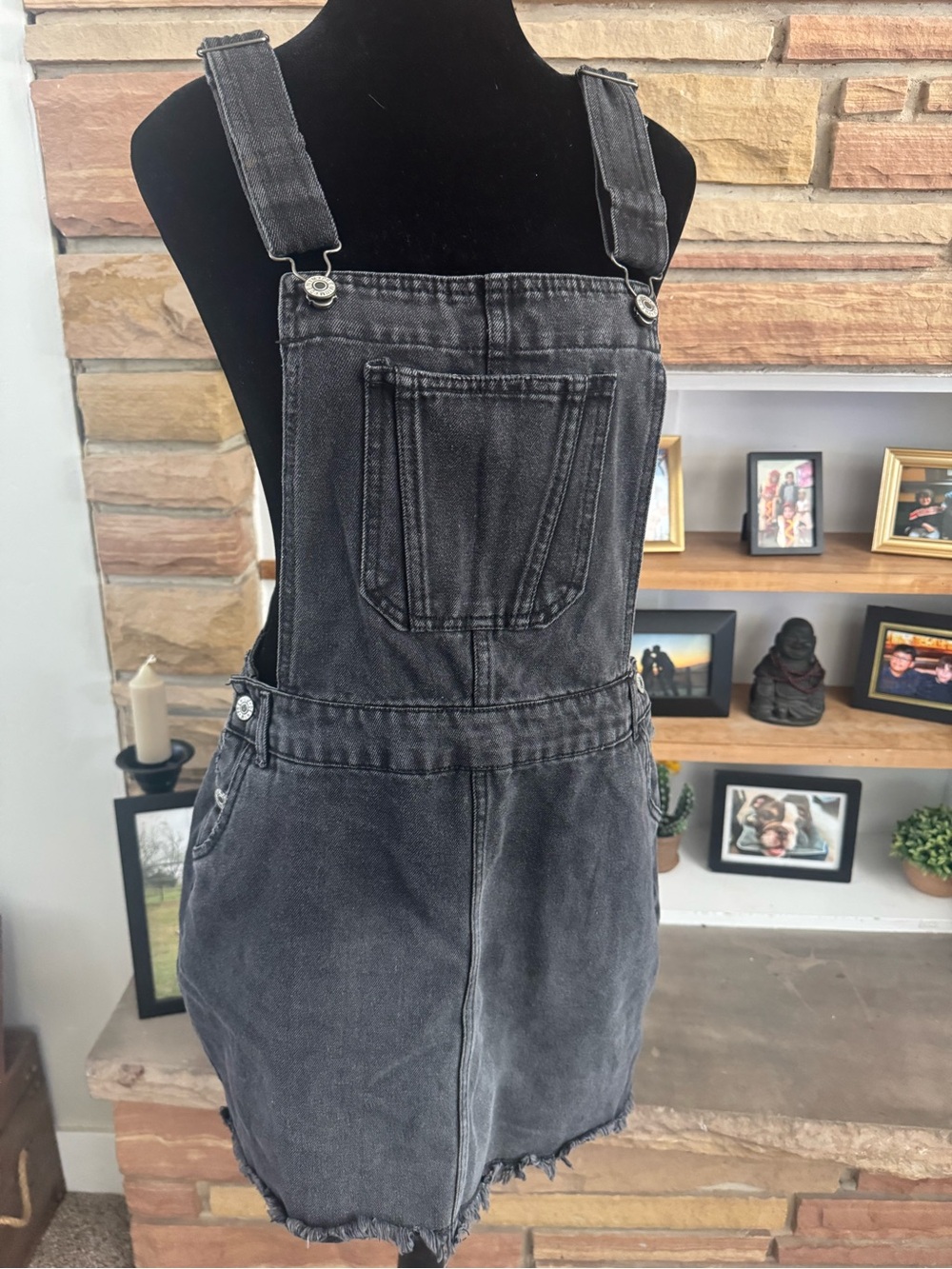Love Tree Black Denim Overall Skirt